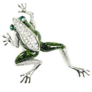Large Frog Brooch Crystal Pin